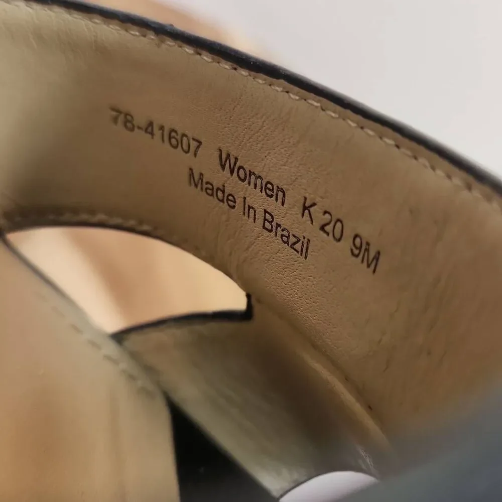 JOHNSTON & MURPHY Alicia Wedge Sandal - Black Leather Women's Size 9